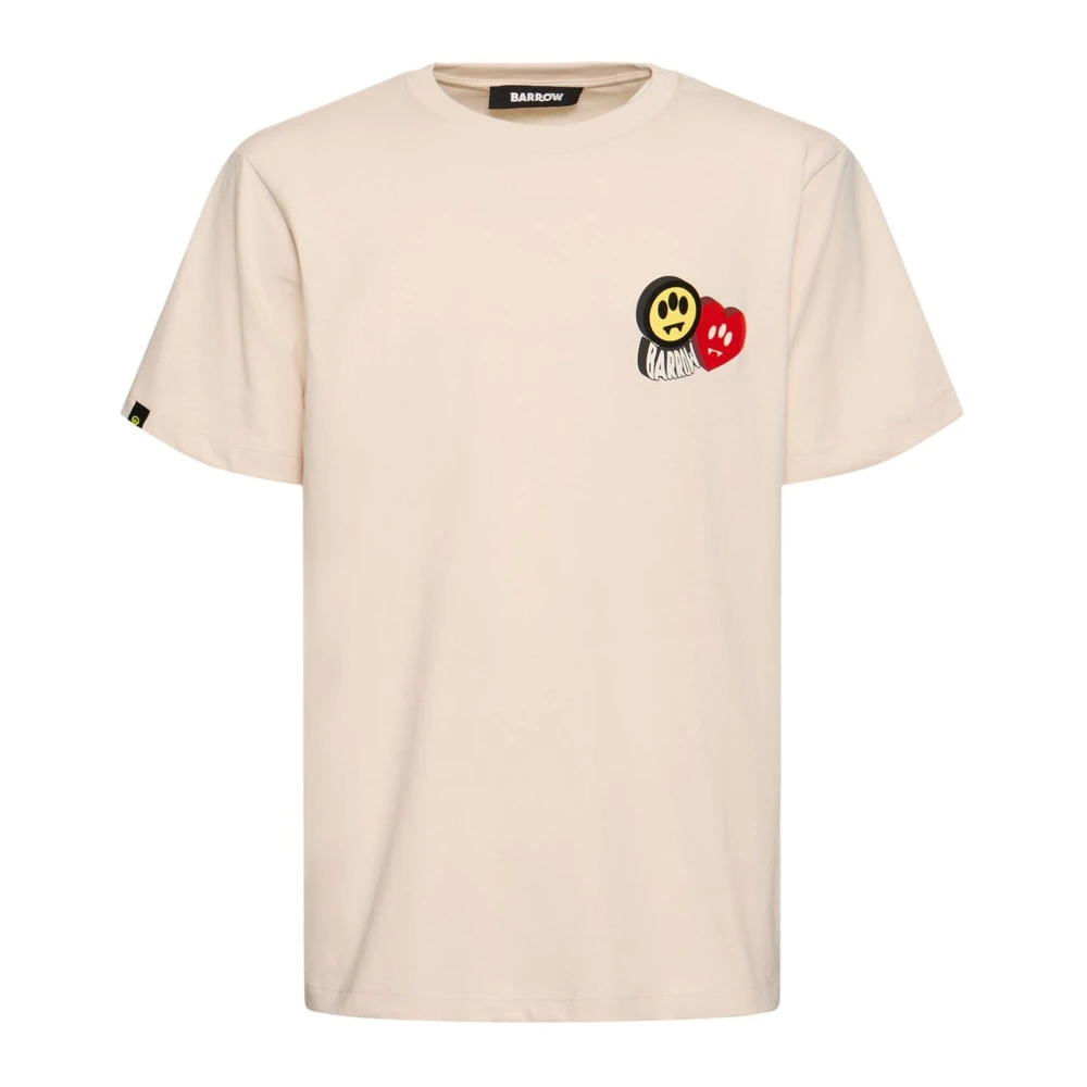 Beige Bomull T-skjorte med Logo Print