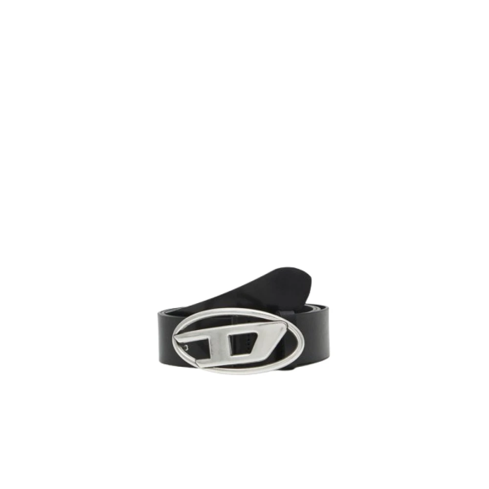 Diesel Men's Black Belts, 90 Cm, Oval D Logo B-1Dr Belt