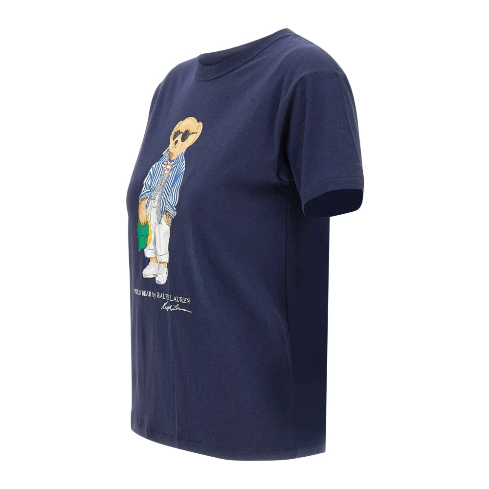 Polo Ralph Lauren Klassiek Katoenen T-shirt met Bear Logo Blue Dames