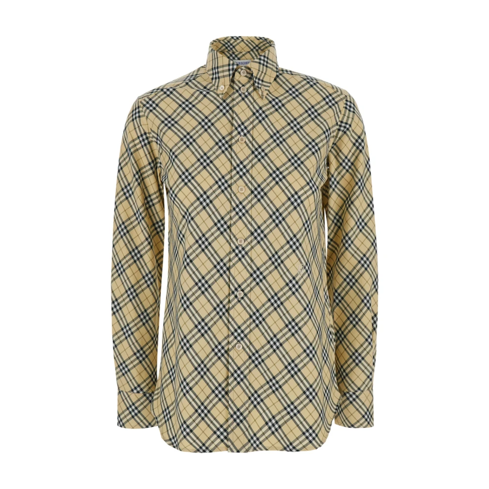 Burberry Check Motief Oversized Beige Shirt Beige Dames