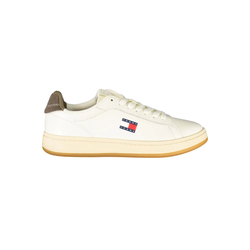 Tommy Hilfiger Women's White Leather Sneaker Sporty Luxury - Sneakers - 3 Uk- Shoes