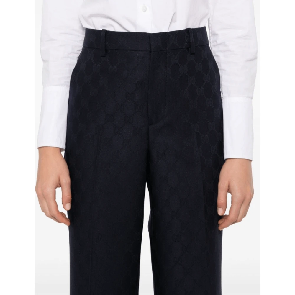 Gucci Blauwe wollen broek keperbinding Blue Dames