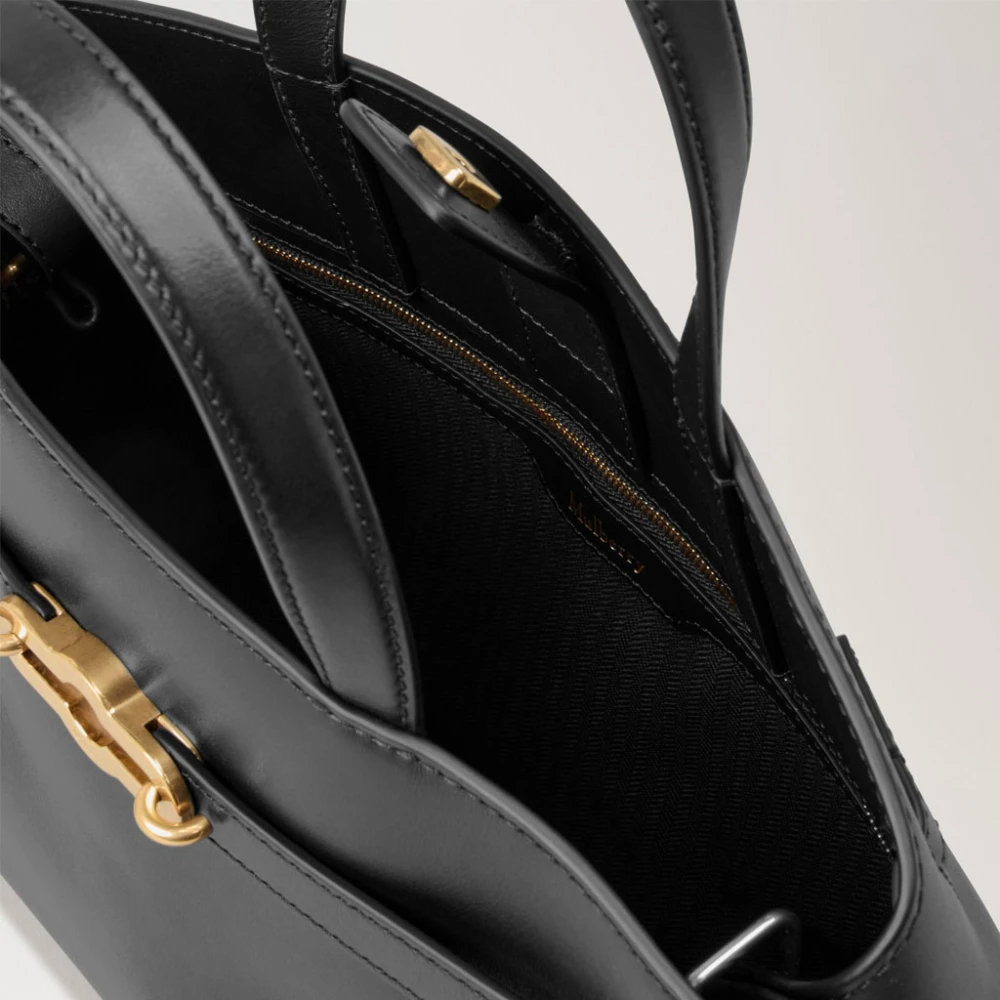 Mulberry Zwarte Glanzende Leren Tote met Pimlico Slot Black Dames