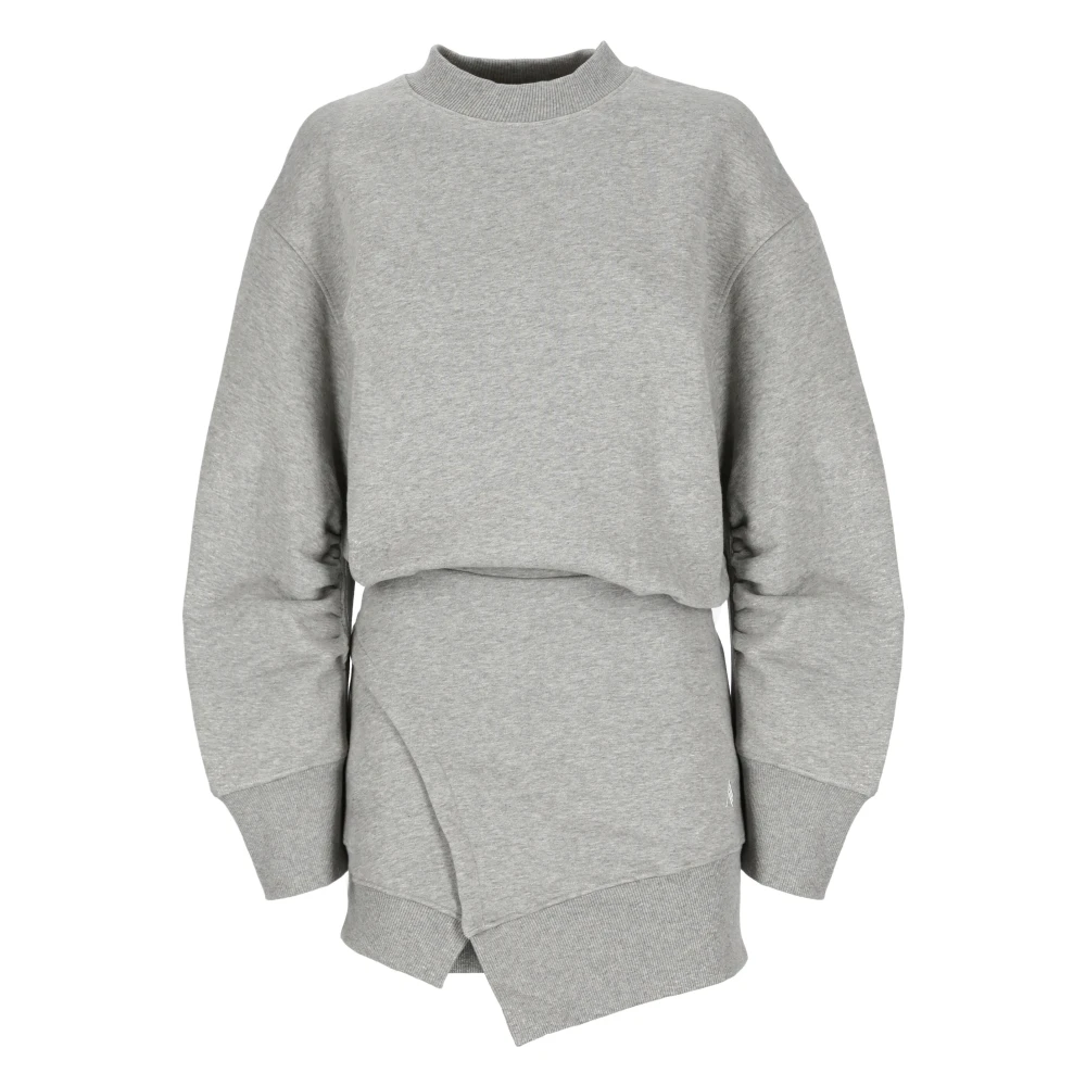 The Attico Grijze Katoenen Jurk met Logo Gray Dames