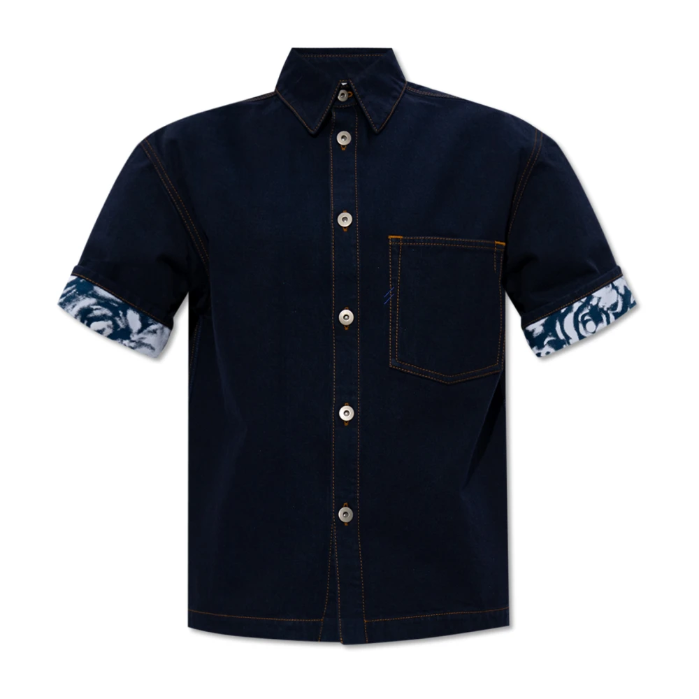 Burberry Denim Shirt met Rozenprint Blue Dames