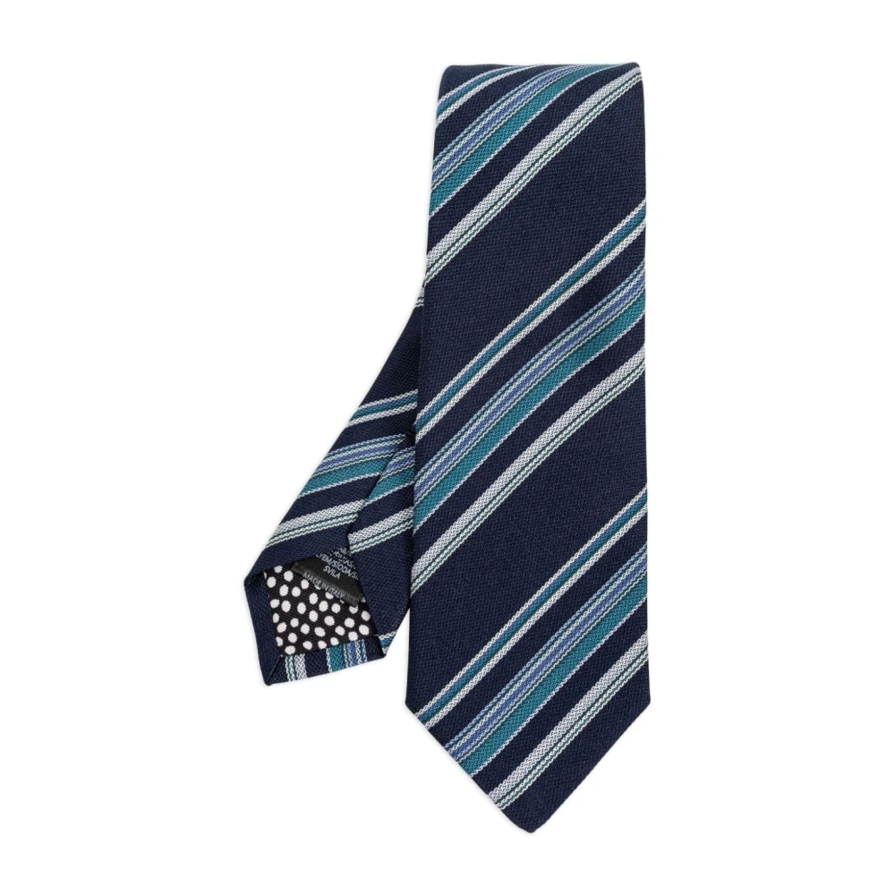 PS By Paul Smith Blauwe Zijden Gestreepte Stropdas Blue Heren