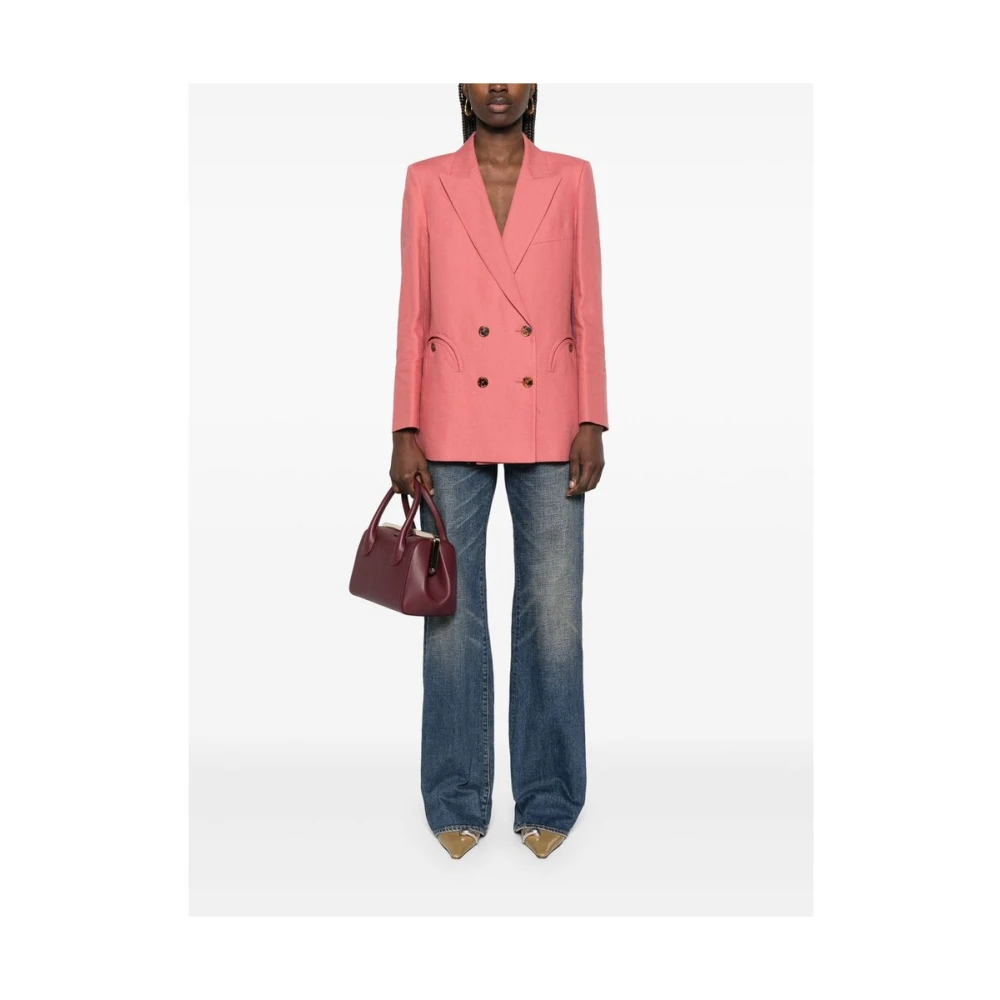 Blazé Milano Roze Double-Breasted Jas met Zakken Pink Dames