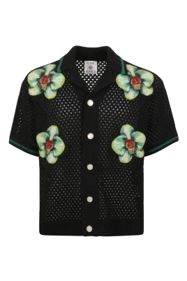 Glitch Orchid Broderad Kortärmad Virkad Skjorta