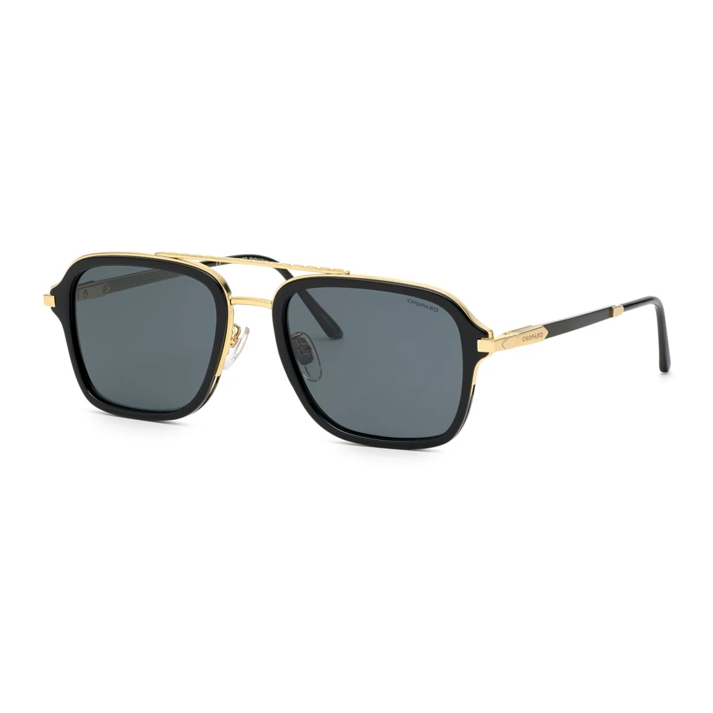 Chopard Black Sunglasses, Unisex, 55 Mm, Gold Sunglasses With Dark Grey