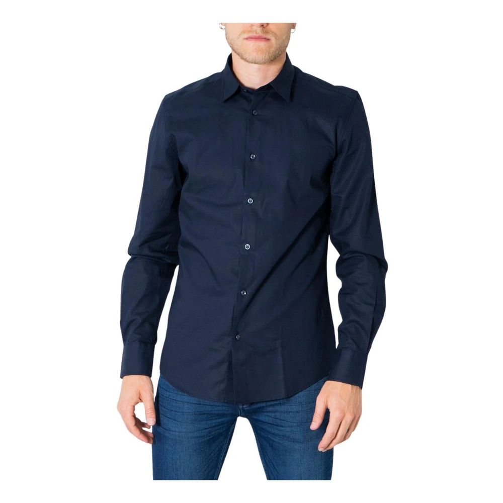 Antony Morato Homme Bleu Chemises, Taille: Xs Chemise E À Boutons À Manches Longues Classique