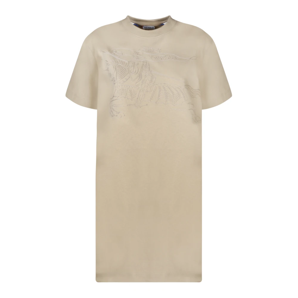 Burberry Ridder Motief Jersey Jurk Beige Dames