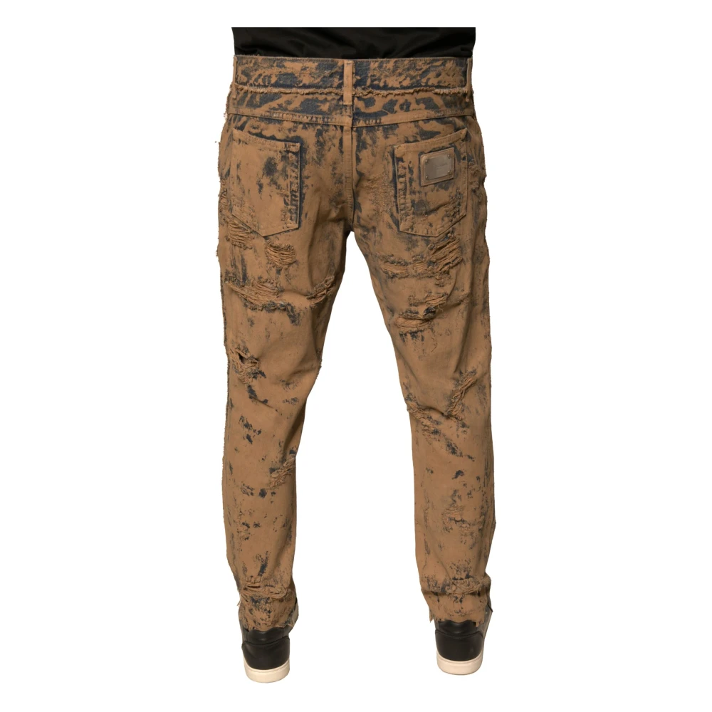 Dolce & Gabbana Bruine Tattered Skinny Denim Jeans Brown Heren