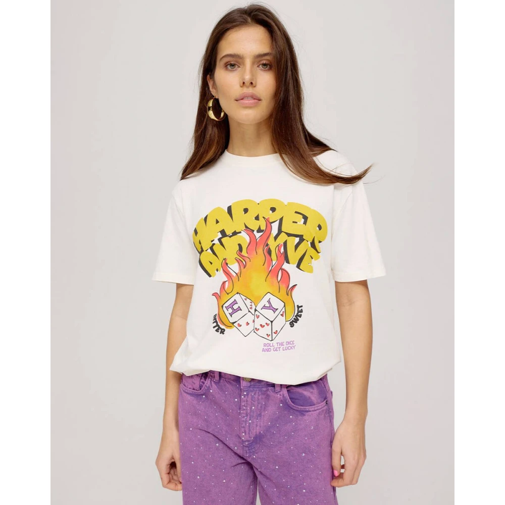 Harper & Yve Rollthedice T-shirt White Dames