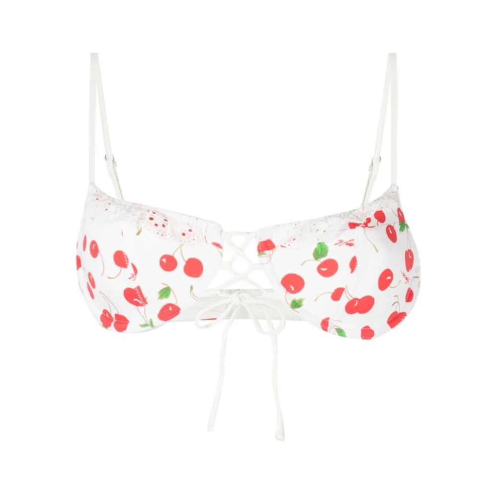 Frankies Bikinis Fruit Print Lucia Bikini Top White Dames