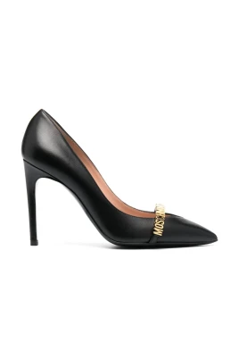 Svart Läder Stängd Högklackade Pumps