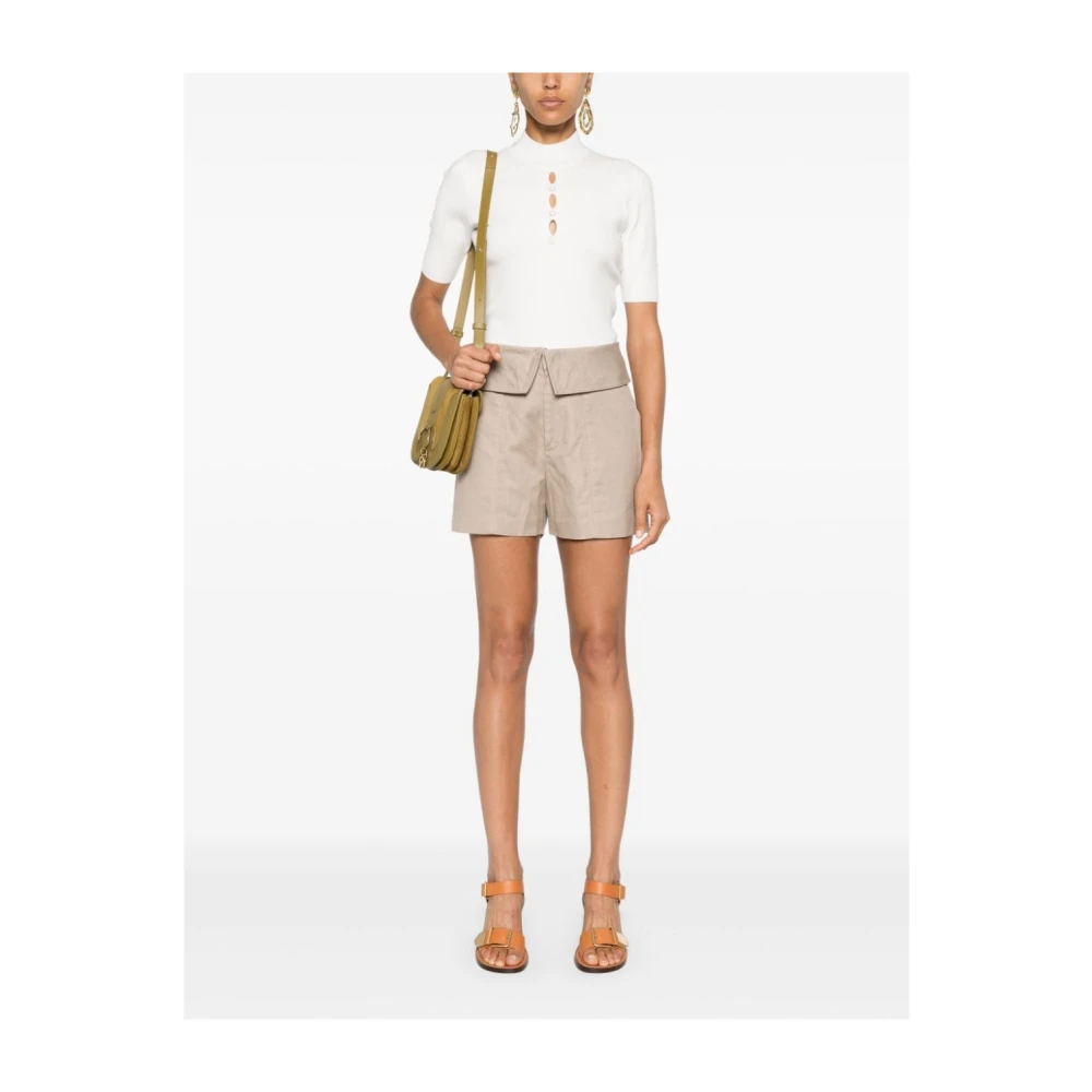 Twinset Studded High Neck Cream Sweaters Beige Dames