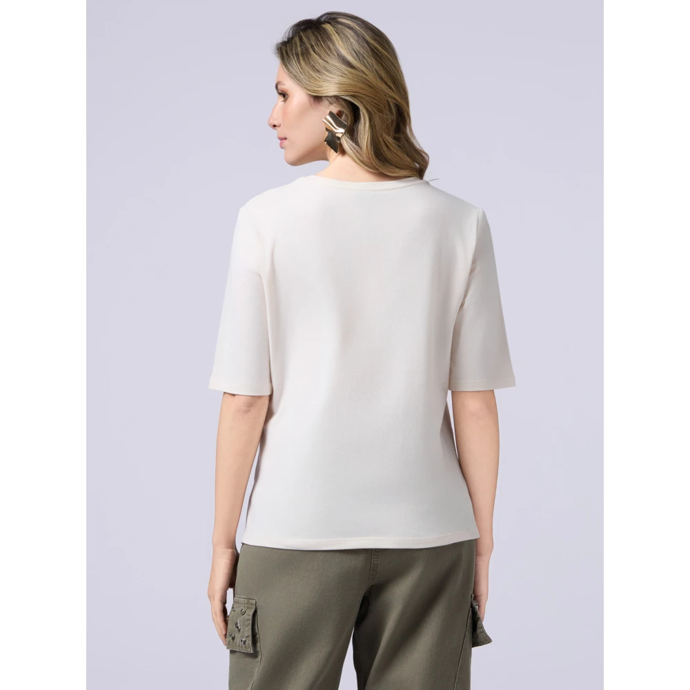 Oltre T-shirt met juweelborduursel White Dames