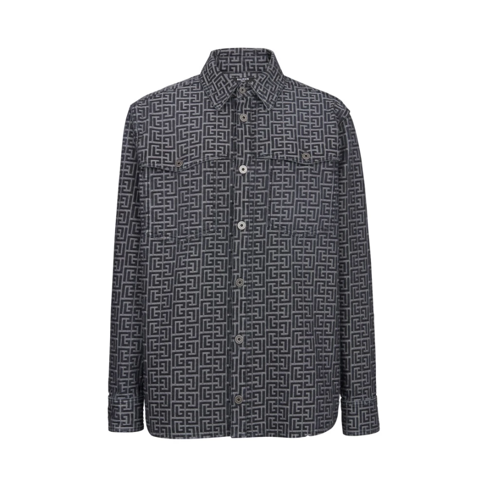 Balmain Black Monogrammed Shirt - Male - Casual Shirts - Xl - Shirts
