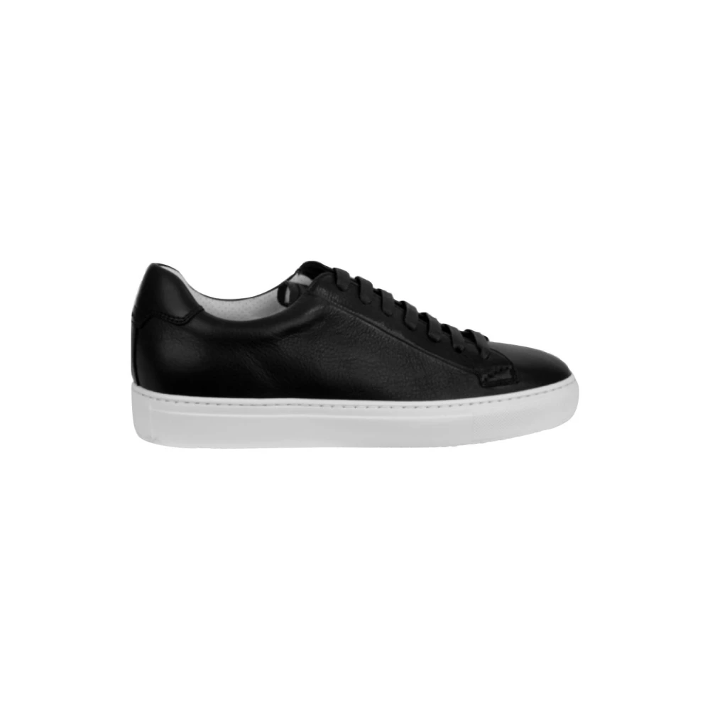 Doucal’s Minimalistisch Design Zwarte Leren Sneakers Heren Schoenen