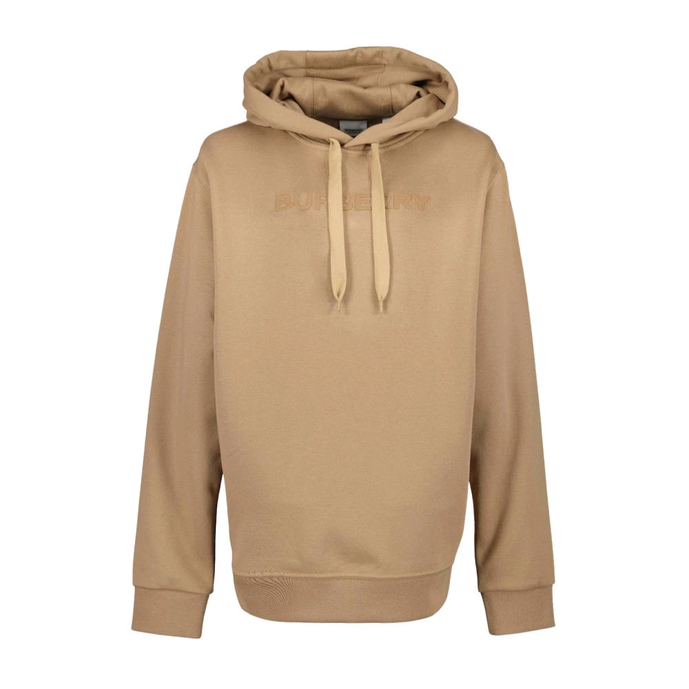 Burberry Logo Hoodie Oversize Broderad Bomull Brown, Herr