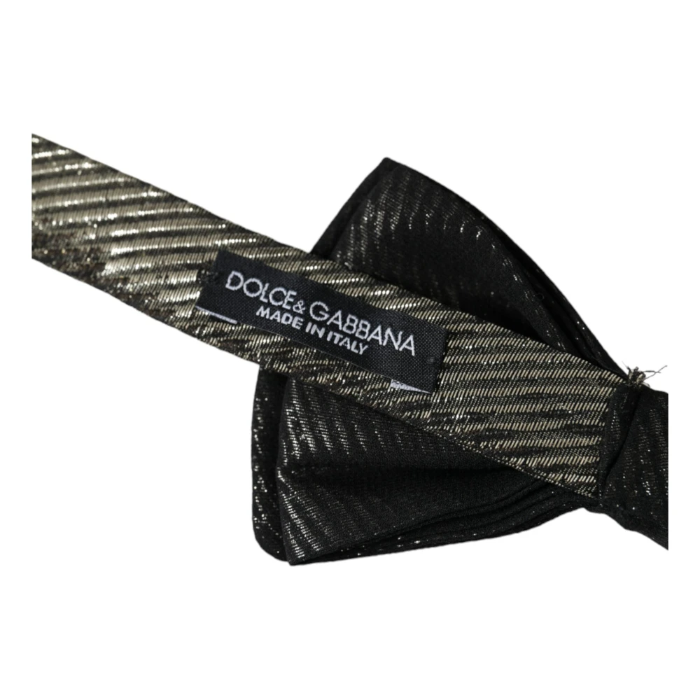 Dolce & Gabbana Zwarte Fantasy Zijden Verstelbare Hals Heren Vlinderdas Black Heren