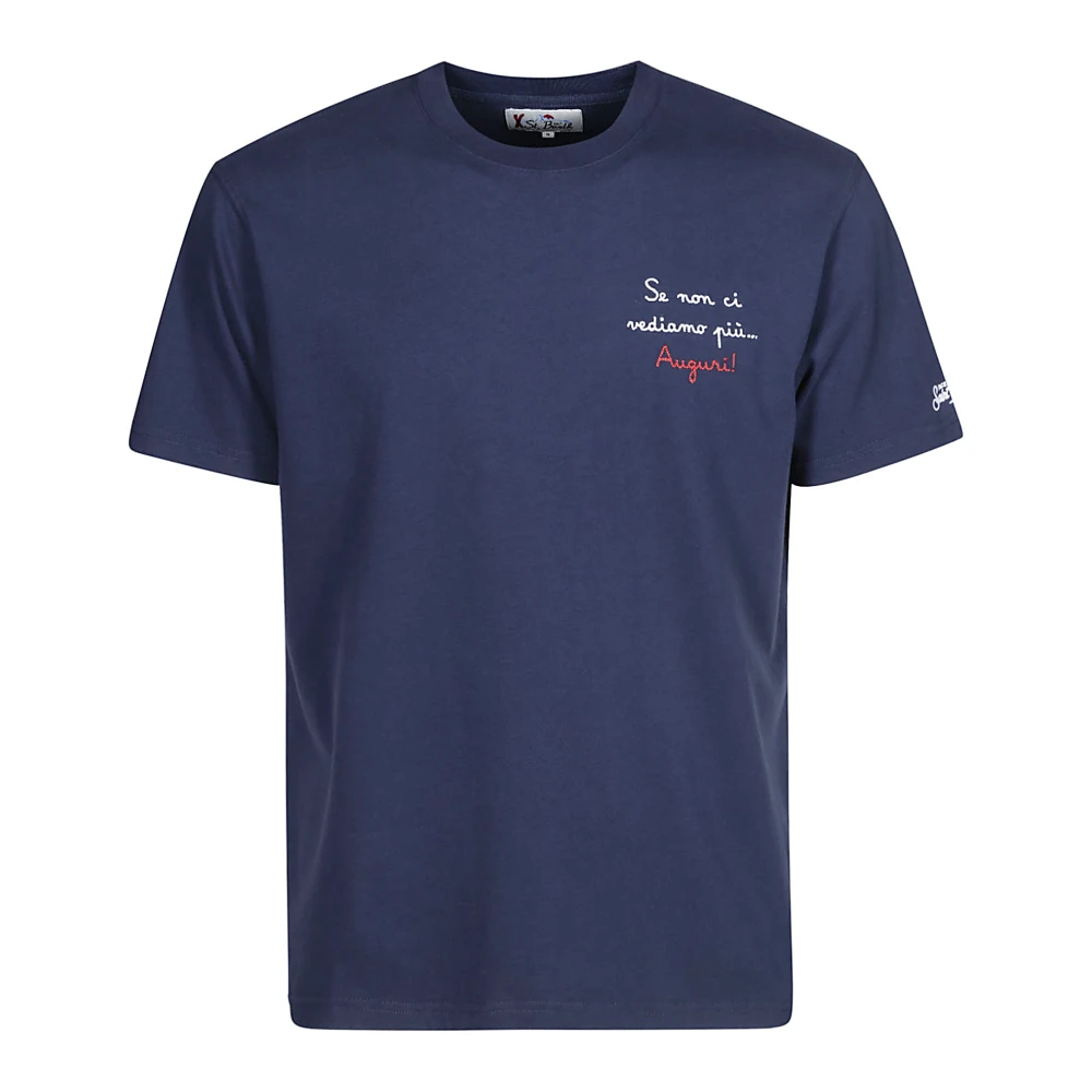 MC2 Saint Barth Logo Katoenen T-shirt Korte Mouw Blue Heren
