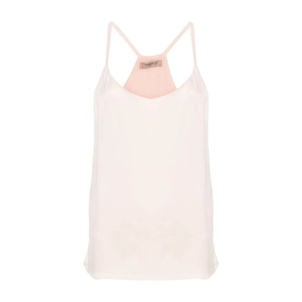 Twinset Roze Satijnen Cupcake Strap Top Pink Dames