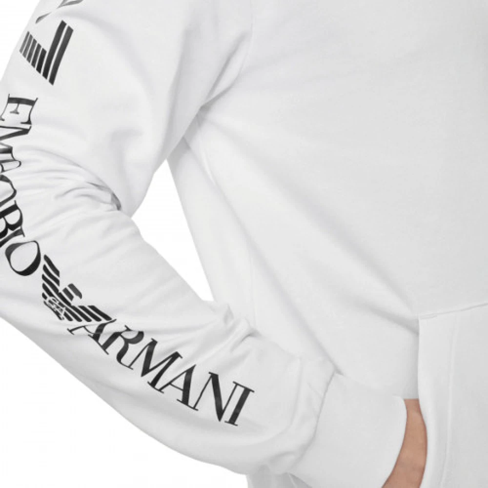 Emporio Armani EA7 Witte Armani Sweatshirt Zip Hoodie White Heren