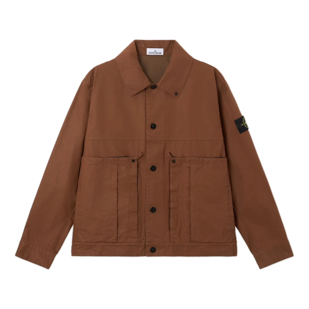Stone Island Brown Button Patch Jacket - Male - Light Jackets - L - Jackets