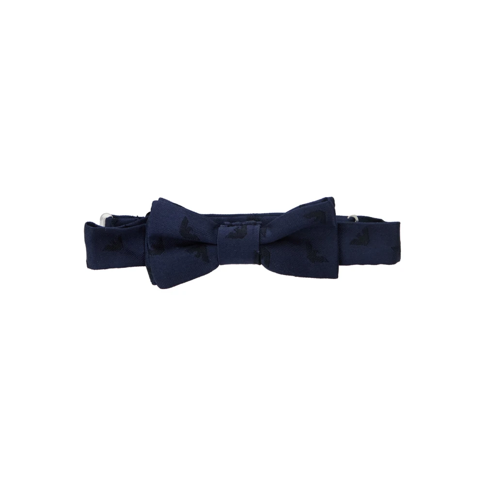 Emporio Armani Blauwe strikdas met ruchedetail Blue Heren