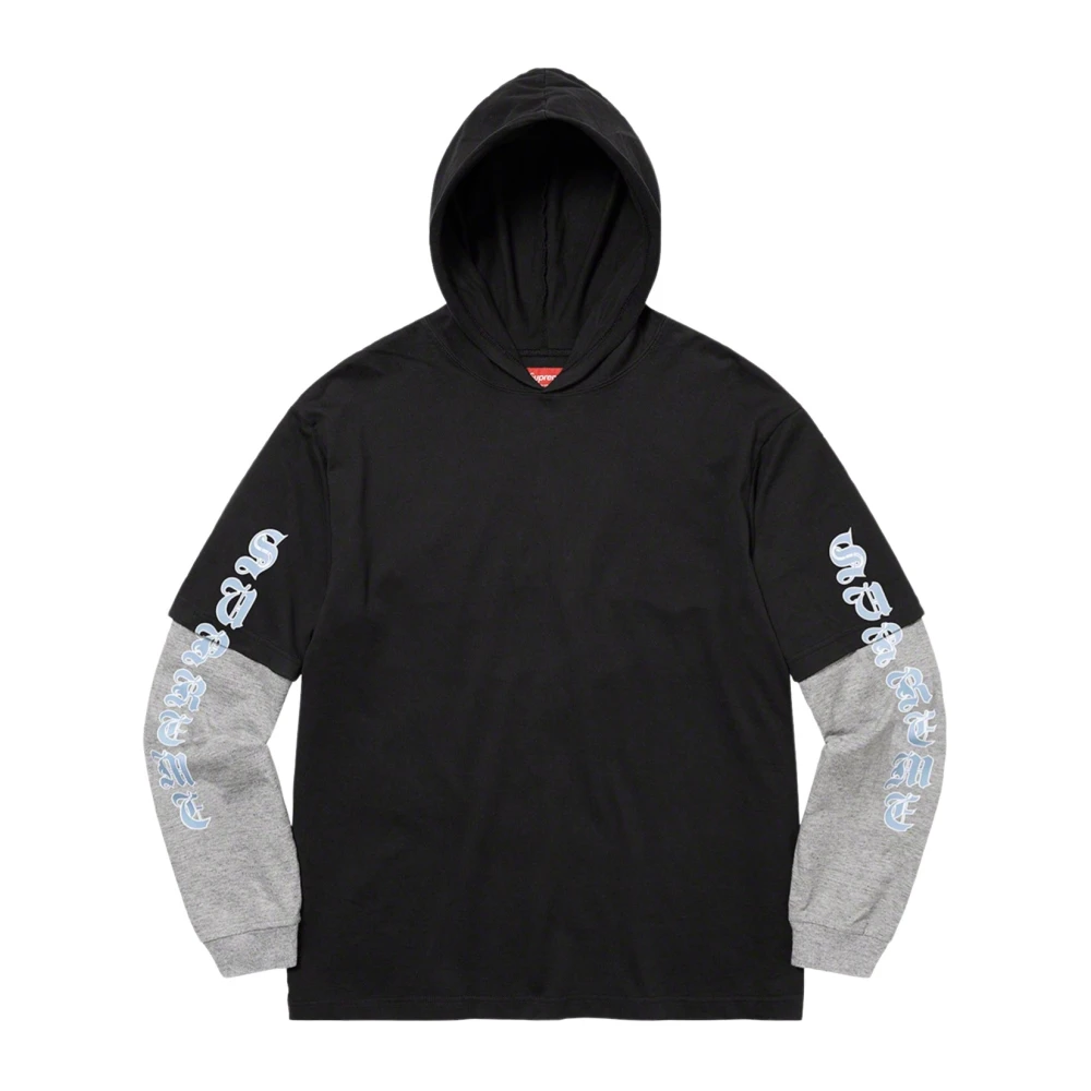 Supreme Gelaagde capuchontrui zwart Black Heren