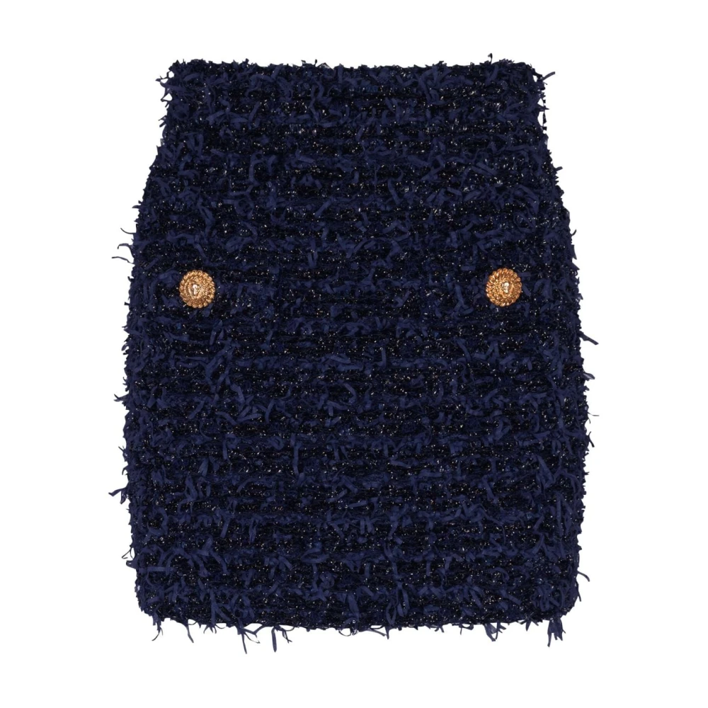 Balmain Korte Tweed Rok Blue Dames