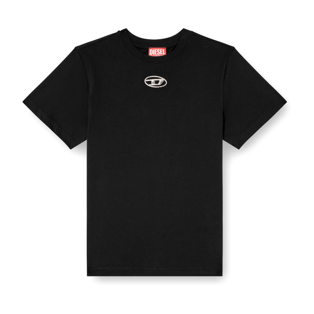 Diesel Katoenen Crew-neck T-shirt met Logo Black Dames