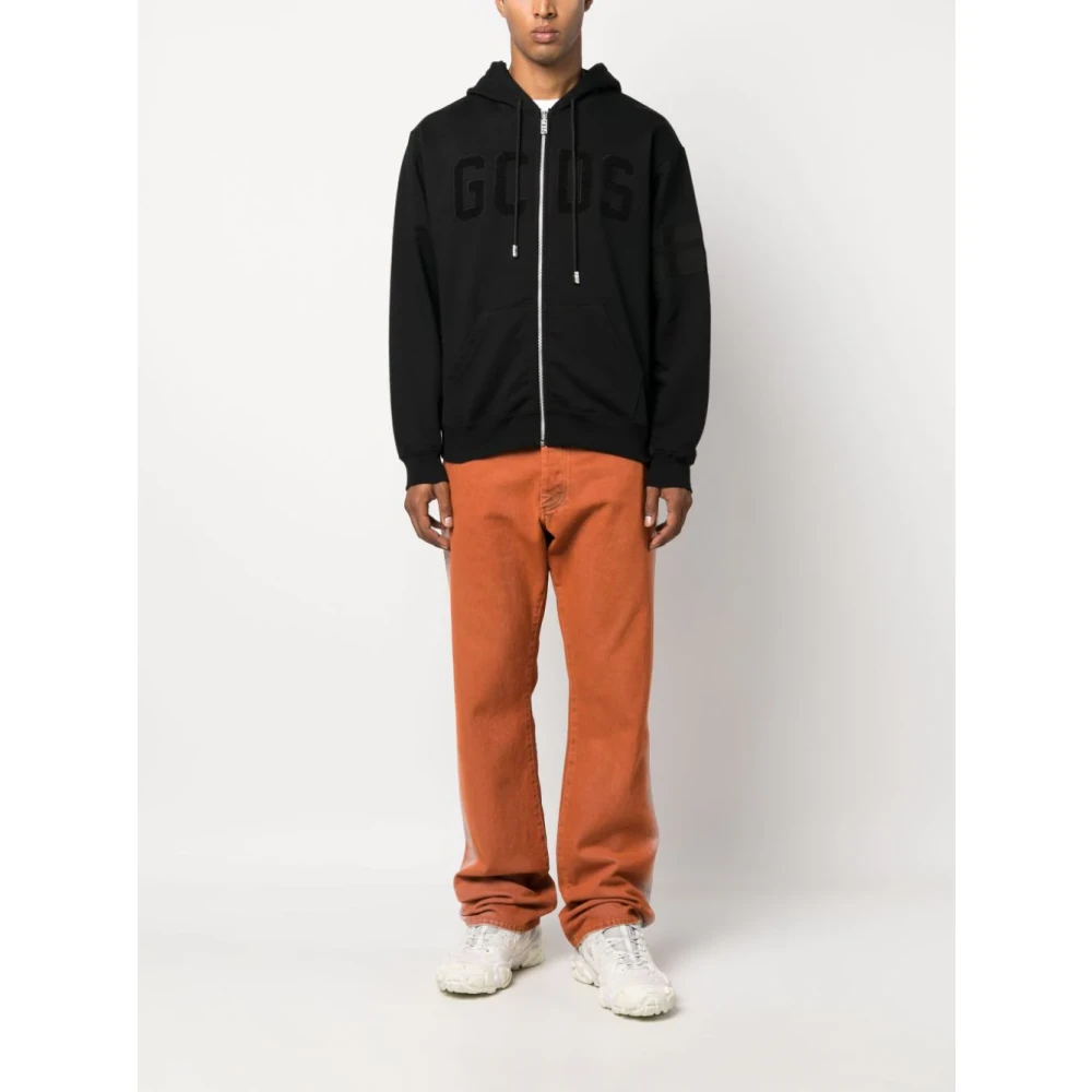 Gcds Zwarte hoodie met rits Black Heren