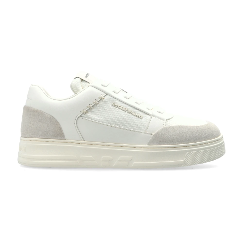 Emporio Armani Cordura Sneakers met suède details Heren Schoenen Wit