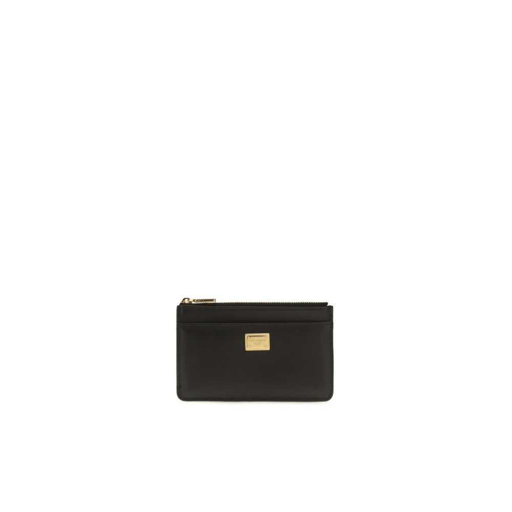 Dolce & Gabbana , Wallets & Cardholders, Female, Black, One Size, Medium Calfskin Logo Card Holder - Image 3