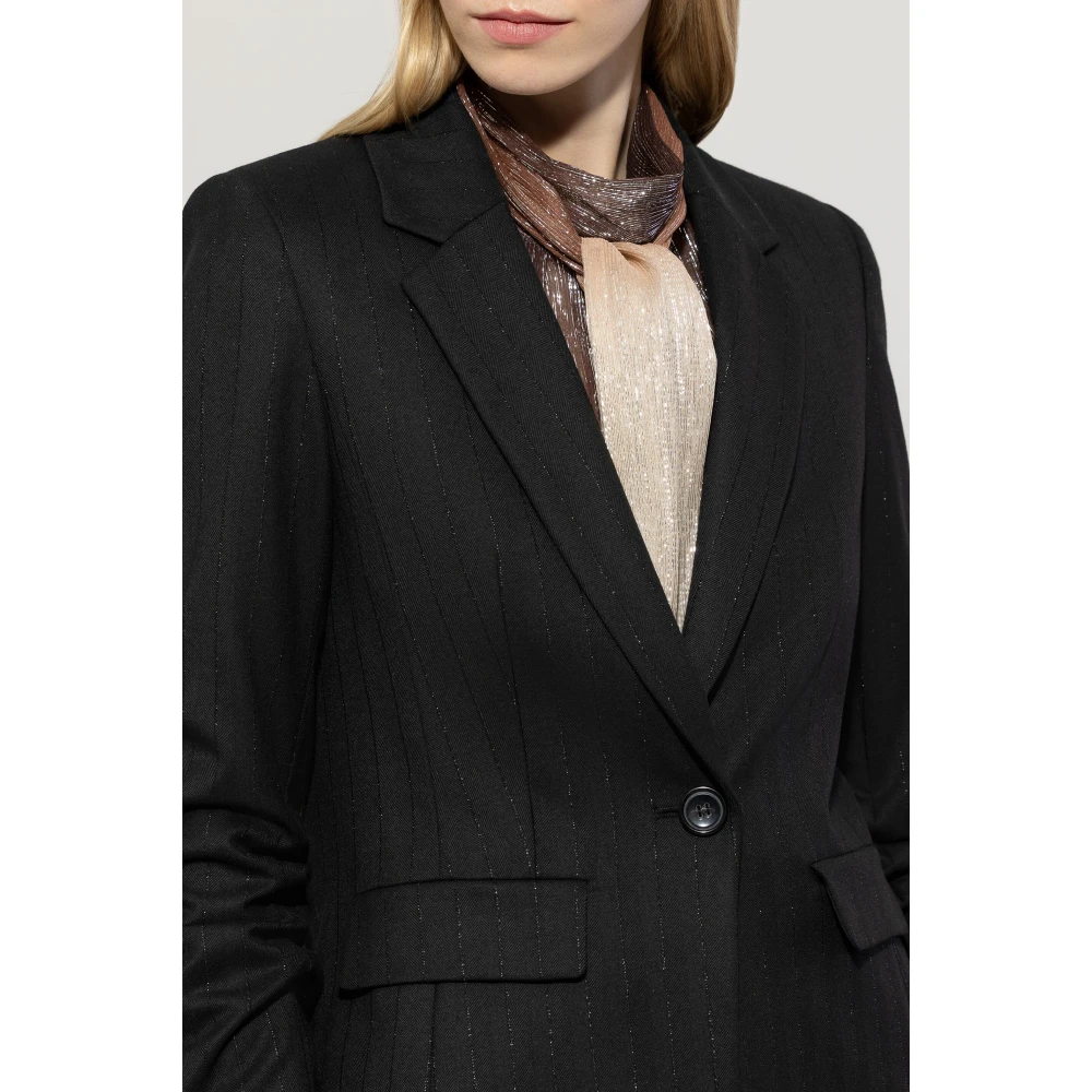 LUISA CERANO Blazer met Pinstripes en Enkele Knoop Black Dames