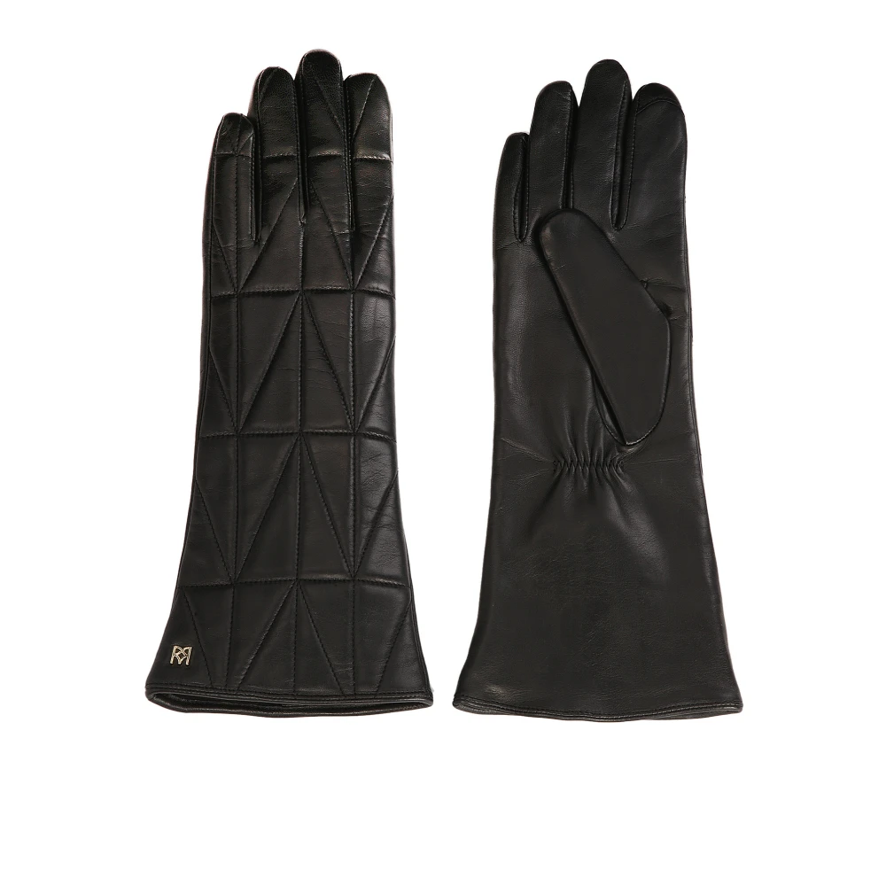 Kazar Lange zwarte handschoenen met geometrisch patroonstiksel Black Dames