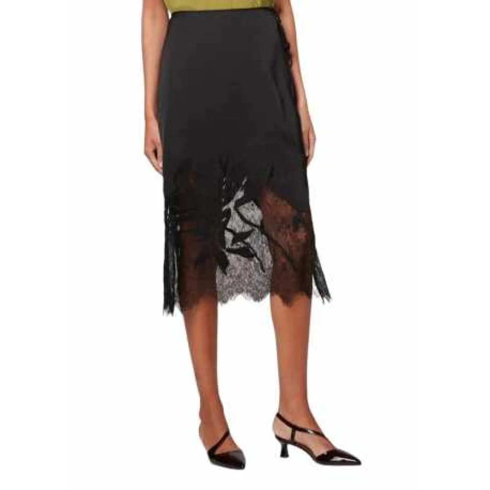 Paul Smith Zwarte Kant Viscose Rok Black Dames