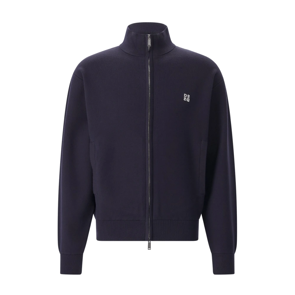 Dsquared2 Mannelijk Blauw Hoodies & Sweatvesten Heren, Xl, Zip-Throughs