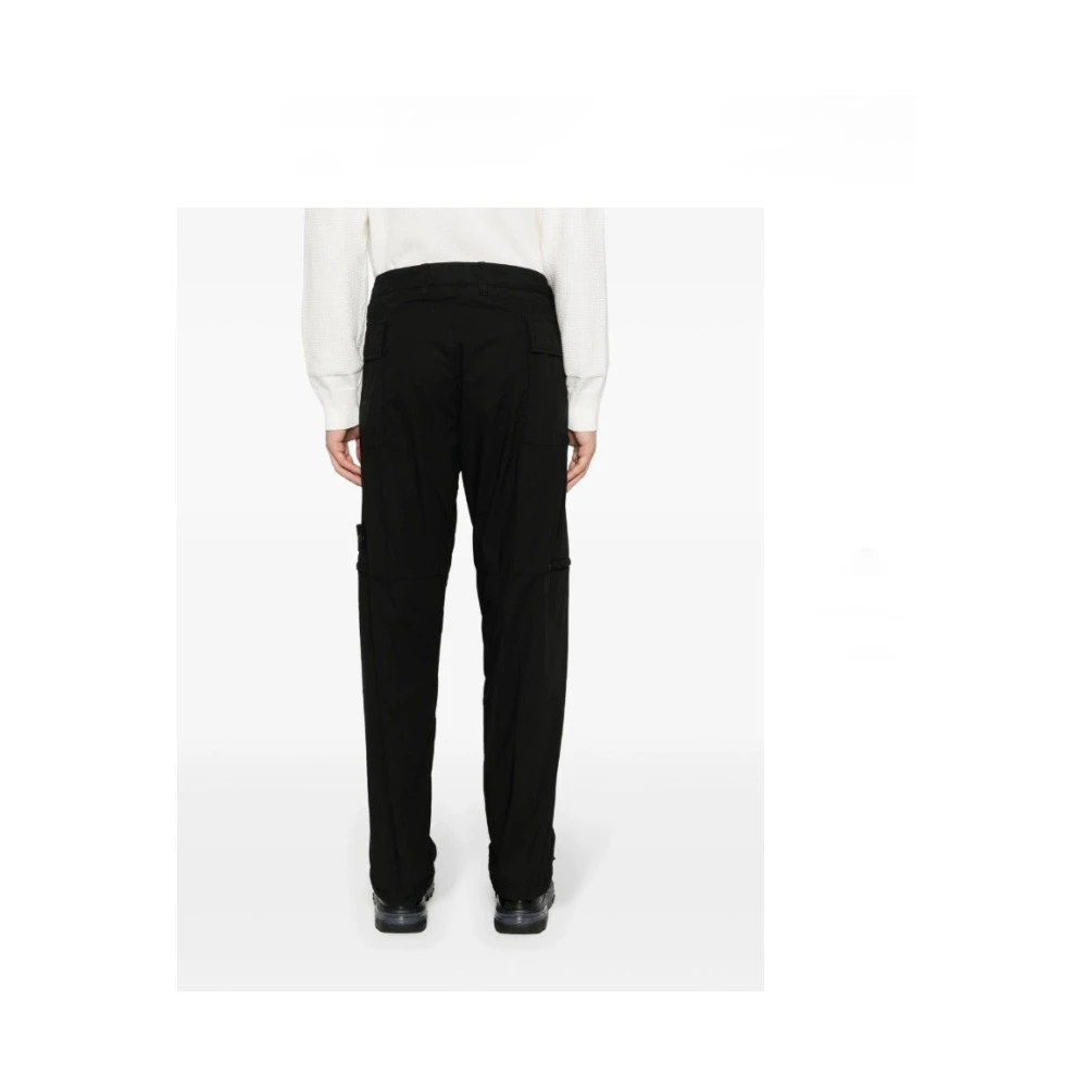 Stone Island Zwarte Cargo Broek Elastisch Katoen Black Heren