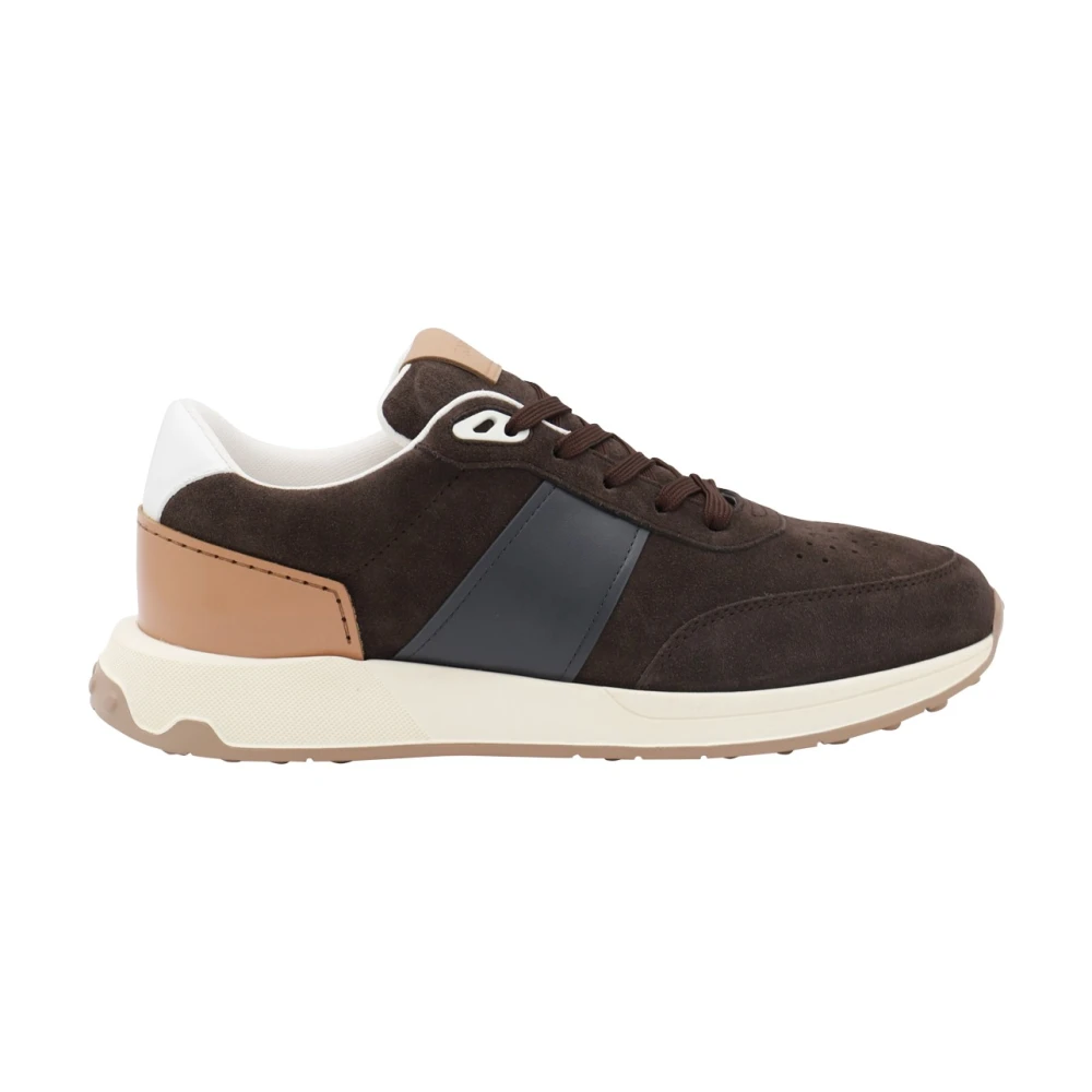 Tod’s Bruine Leren Sneakers met Ronde Neus Heren Schoenen