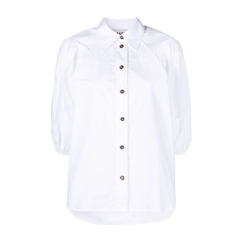 Ganni Casual Katoenen Overhemd voor Vrouwen White Dames