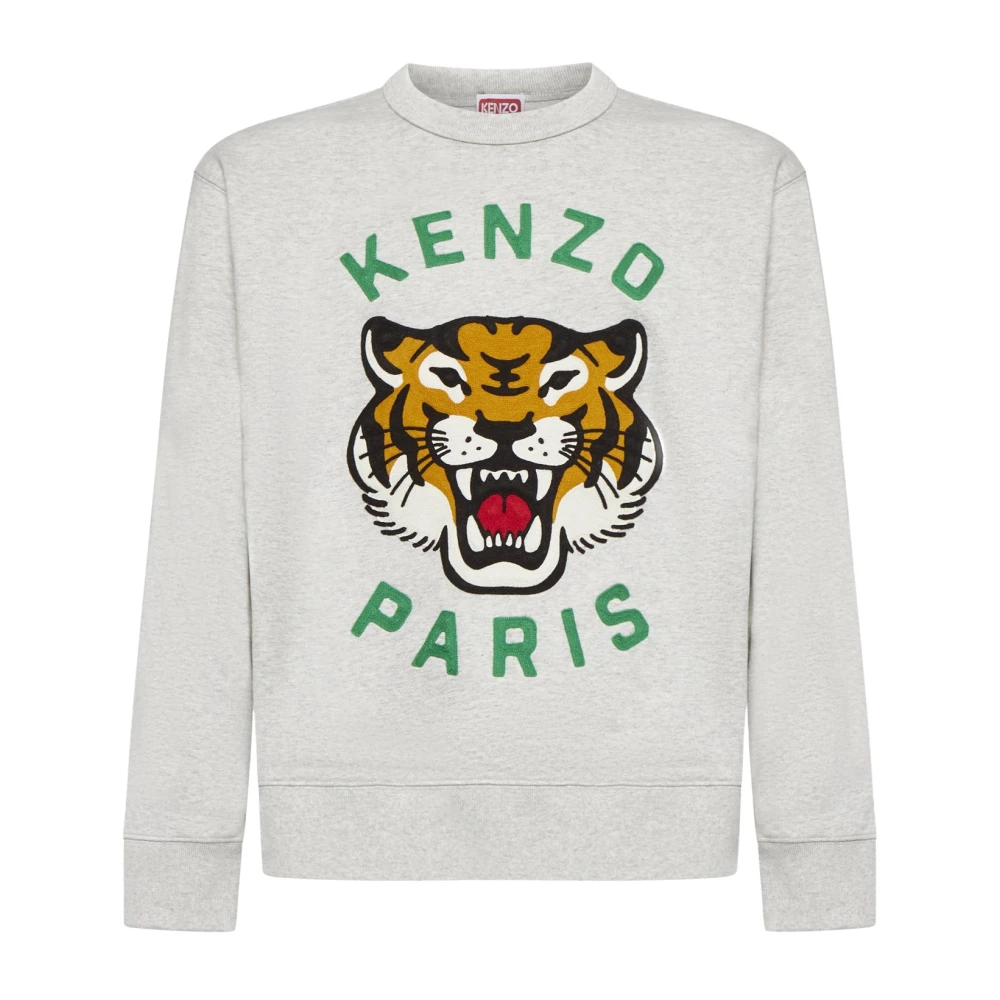 Kenzo Grijze Trui met Kettingsteek Borduurwerk Gray Heren