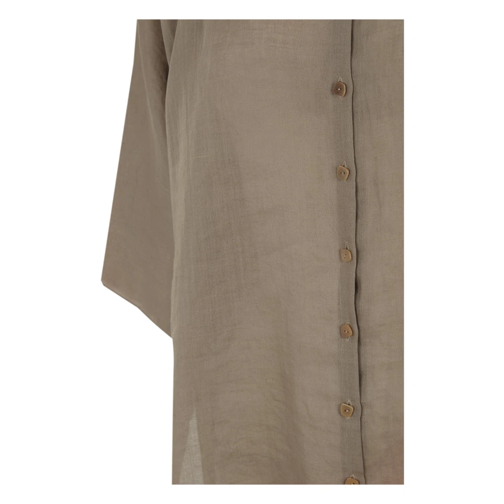 Cortana Kimono Mouw Ramie Shirt Brown Dames