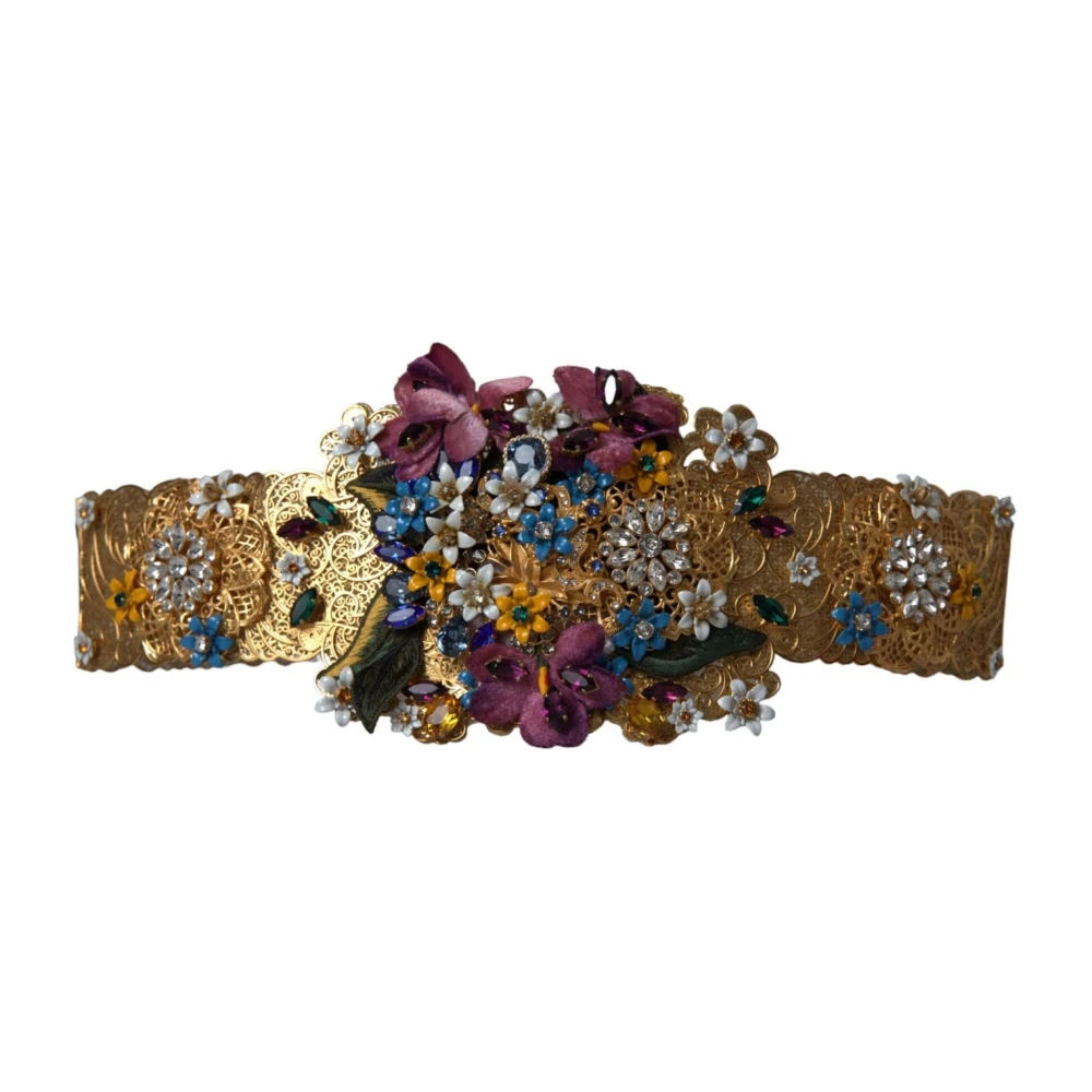 Dolce & Gabbana Bloemkristal versierde brede taille riem Multicolor Dames