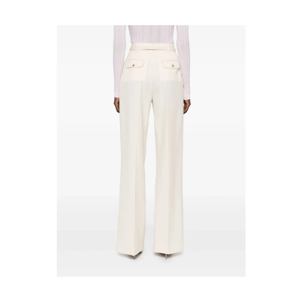 Elisabetta Franchi Beige Broek met Zakken en Knopen White Dames
