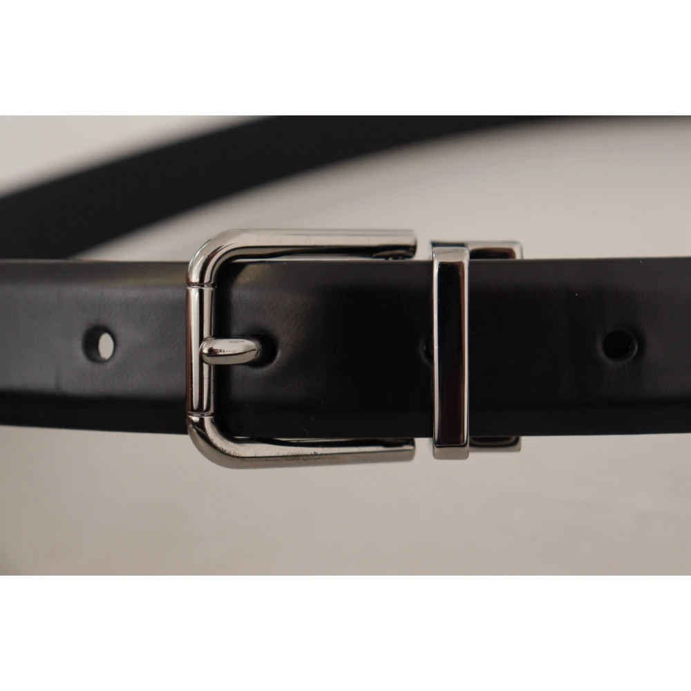Dolce & Gabbana Zwarte leren riem met metalen gesp Black Heren
