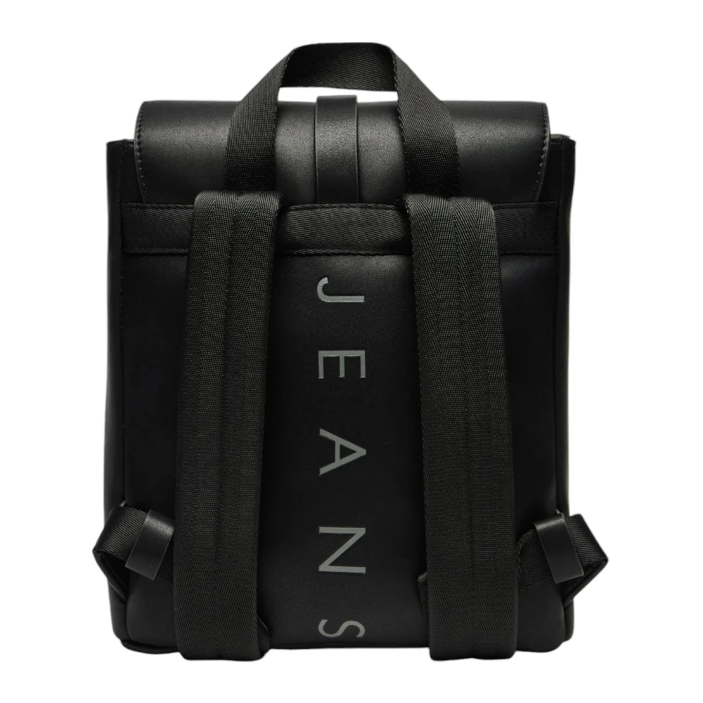 Tommy Jeans Zwarte Polyurethaan Tote Bag Herfst Winter Black Dames