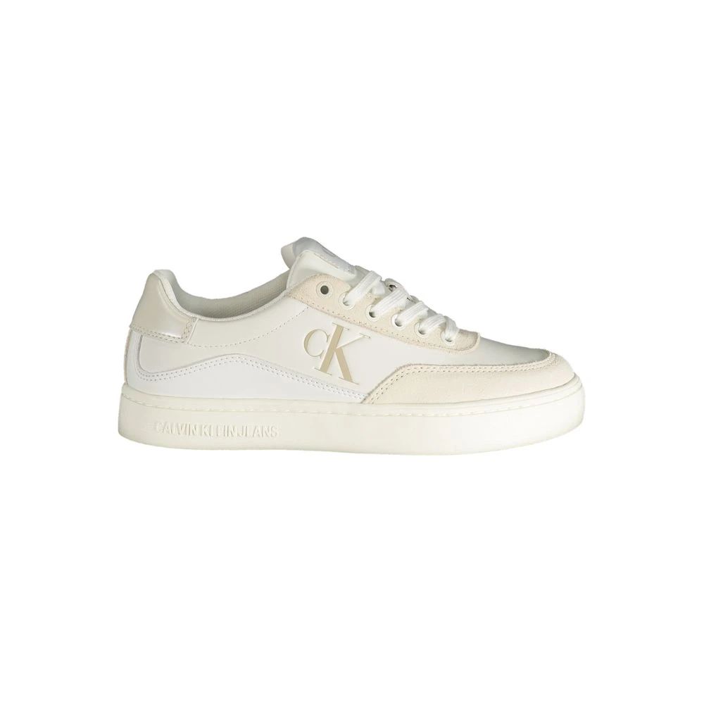 Calvin Klein Women's White Polyester Sneaker With Contrast Details